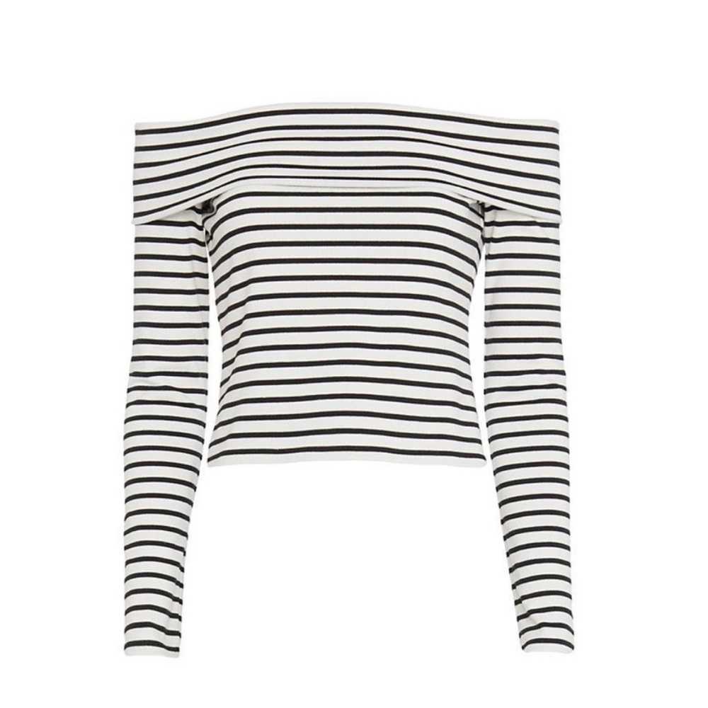 10 Crosby Derek Lam Off Shoulder Striped Top Medium